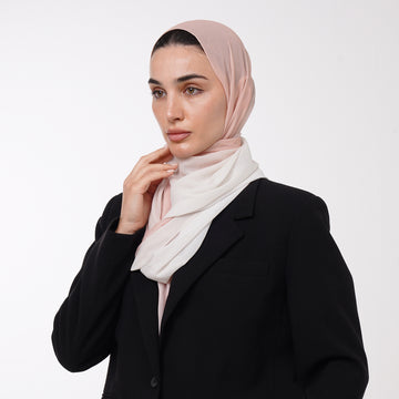 Ombre Crepe Hijab - Blush Ivory