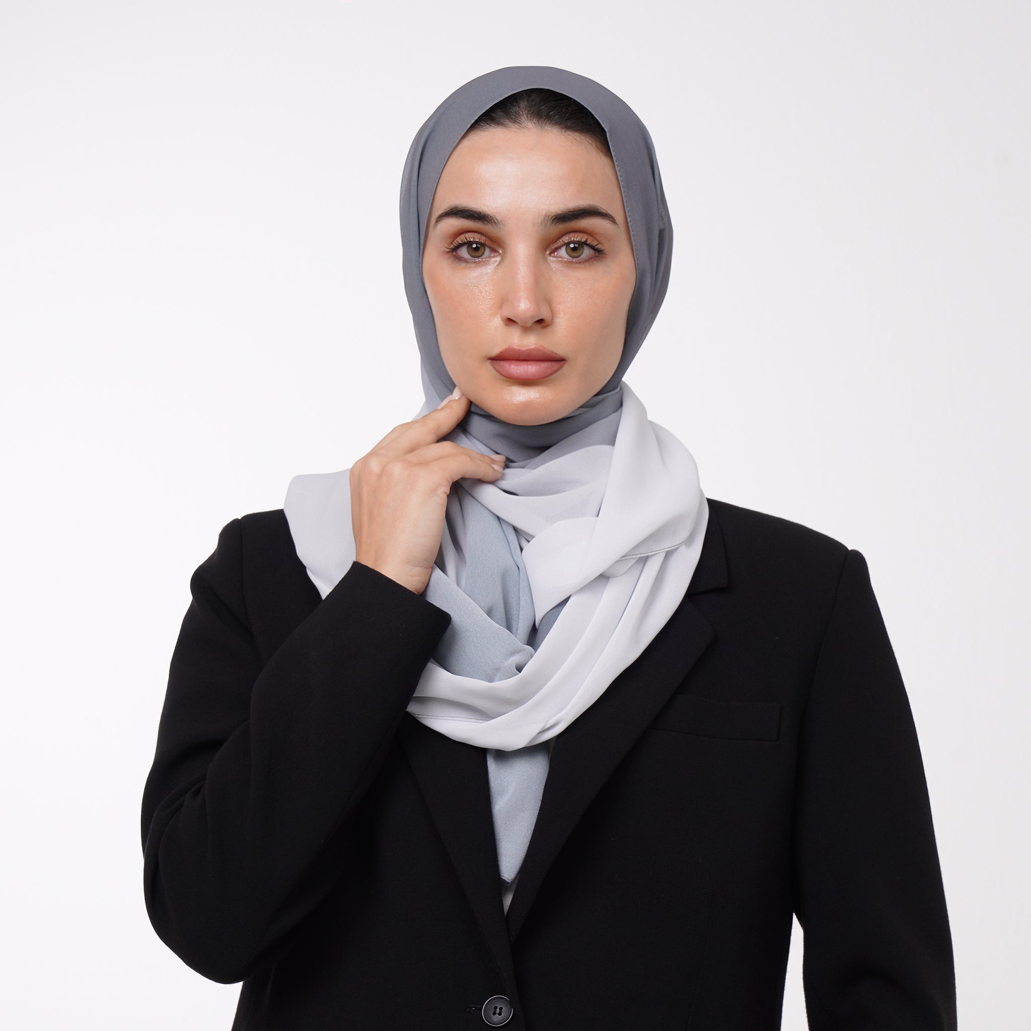 Ombre Crepe Hijab -Slate Mist