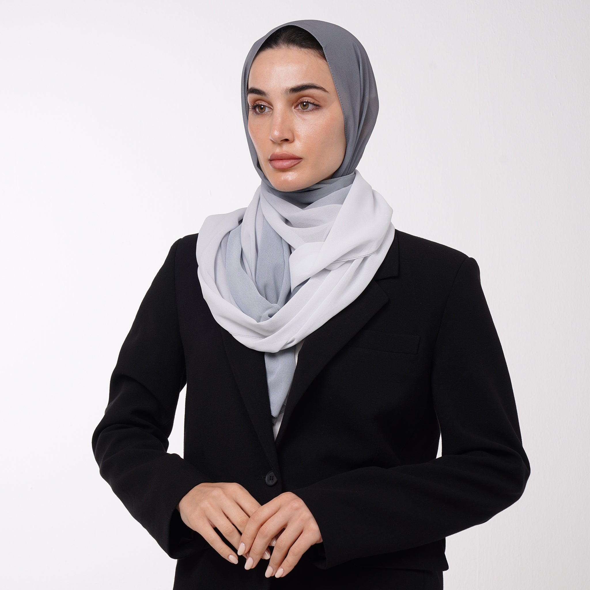 Ombre Crepe Hijab -Slate Mist
