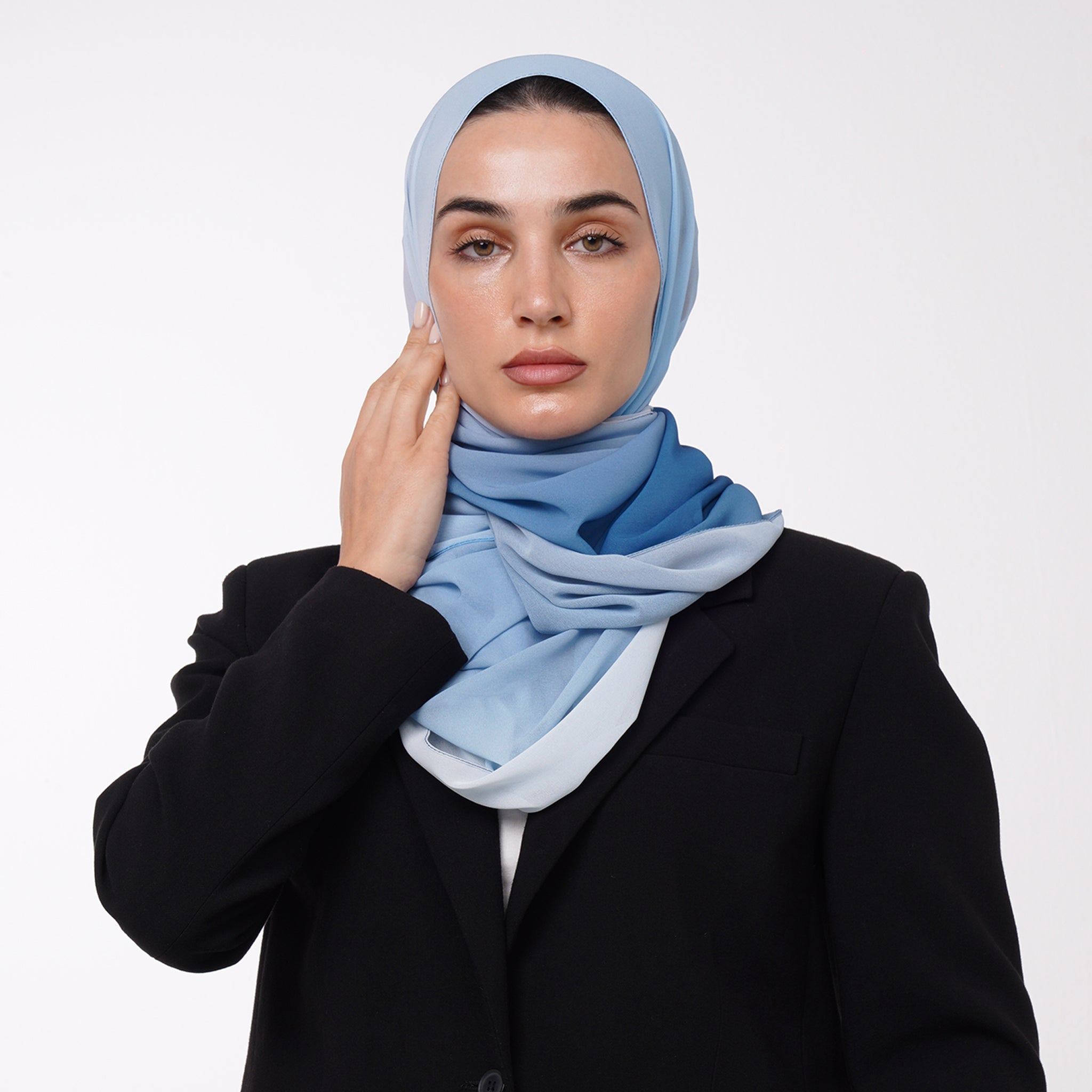 Ombre Crepe Hijab -Sky Azure