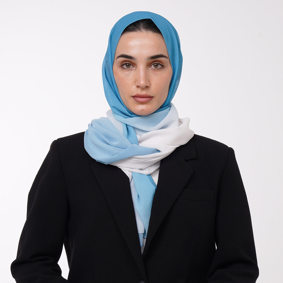 Ombre Crepe Hijab -Ocean Sky