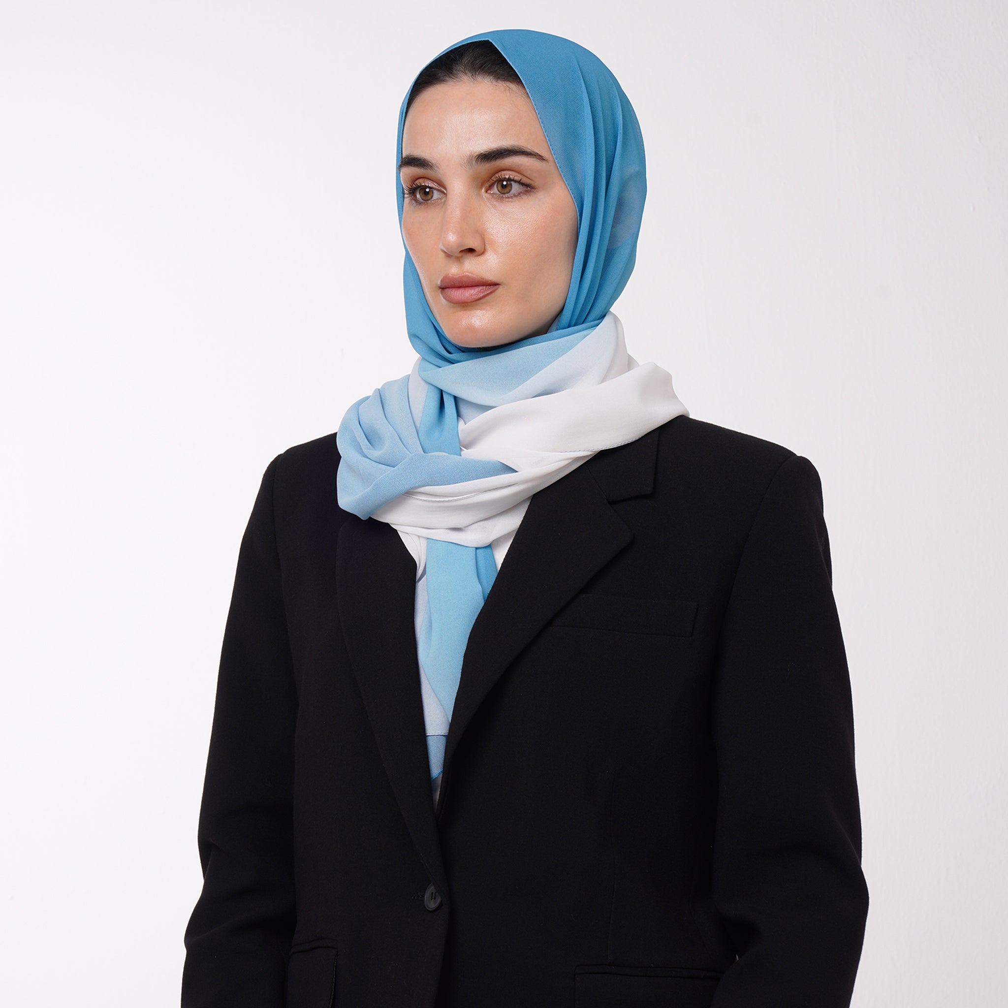 Ombre Crepe Hijab -Ocean Sky