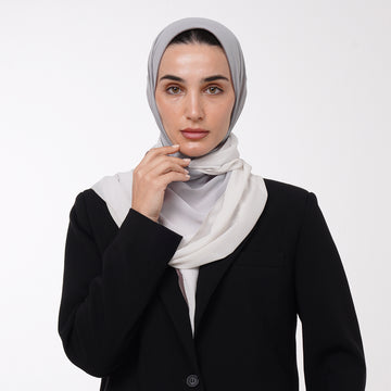 Ombre Crepe Hijab -Silver Pearl