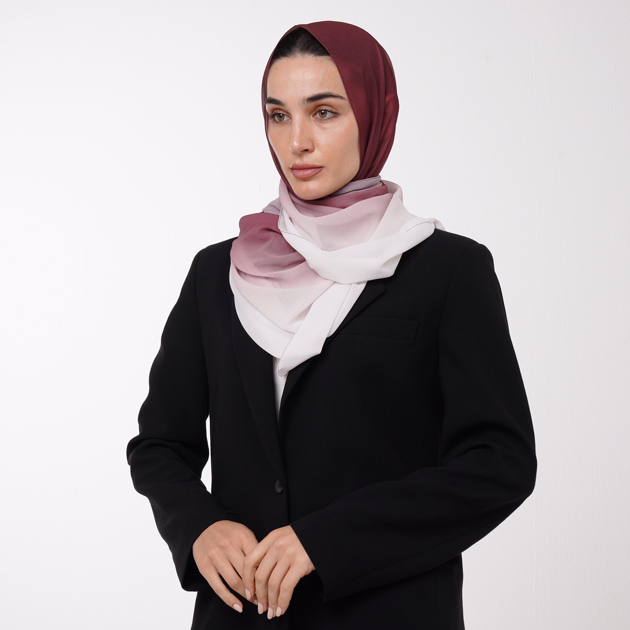 Ombre Crepe Hijab - Berry Blush