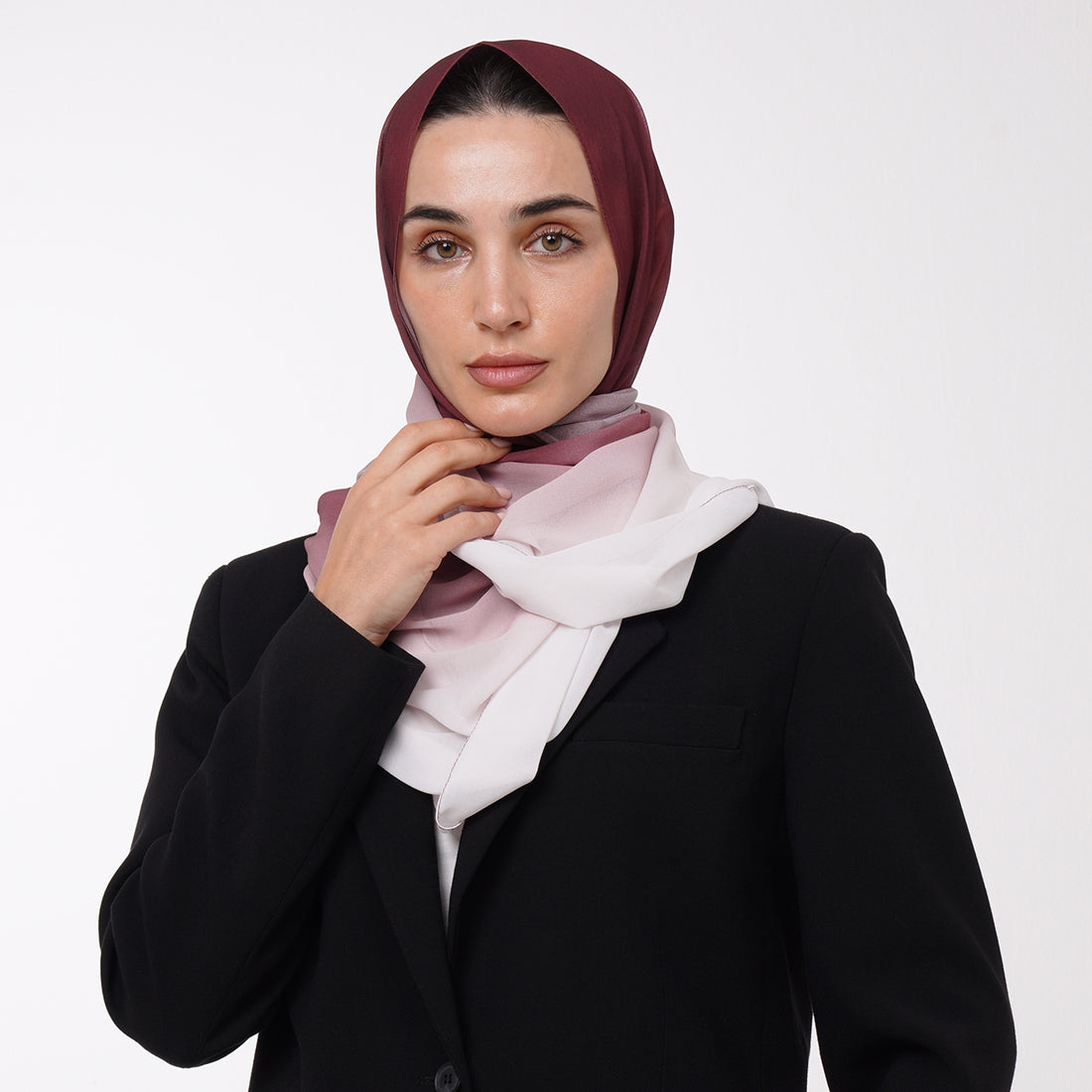 Ombre Crepe Hijab - Berry Blush