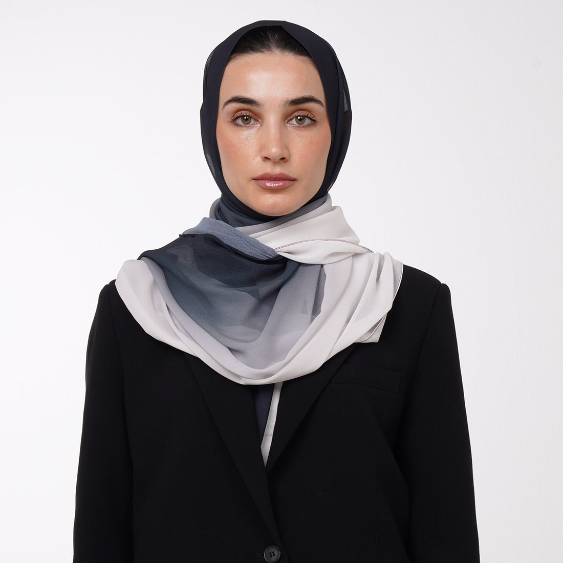 Ombre Crepe Hijab -Midnight Mist