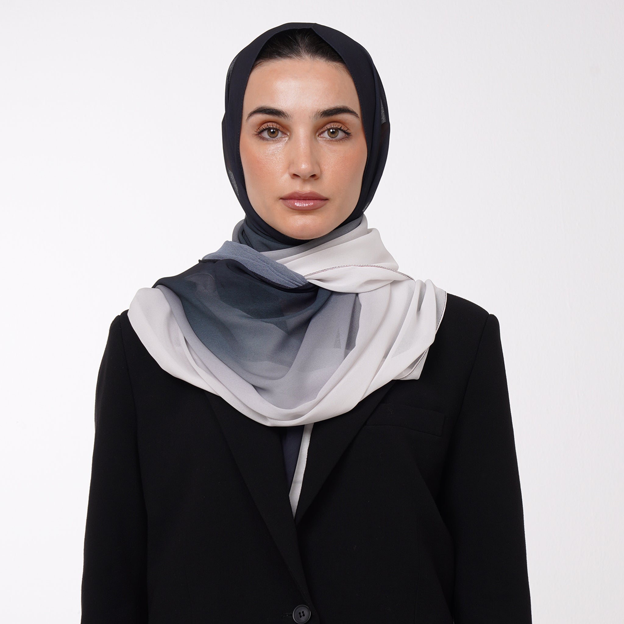 Ombre Crepe Hijab -Midnight Mist