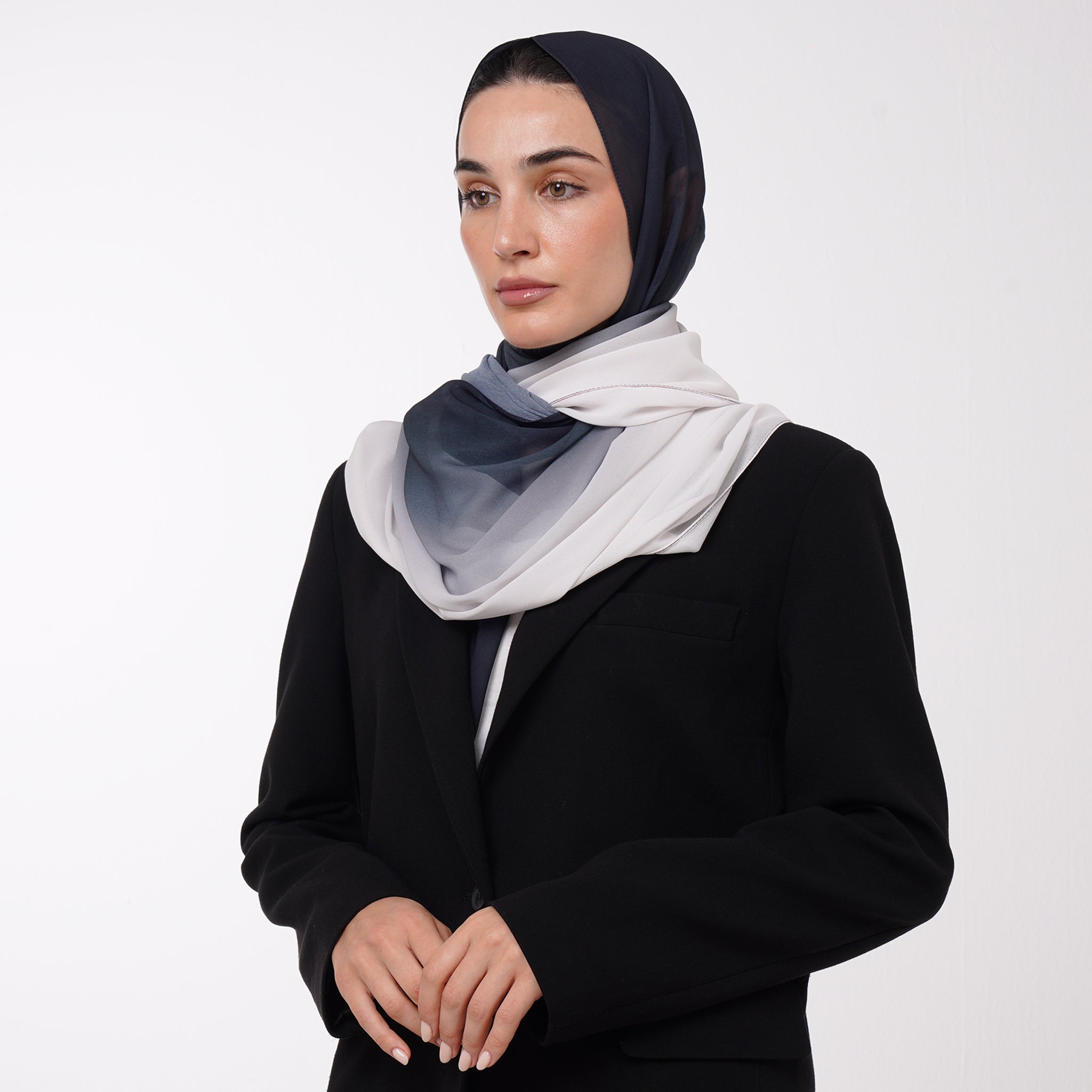 Ombre Crepe Hijab -Midnight Mist