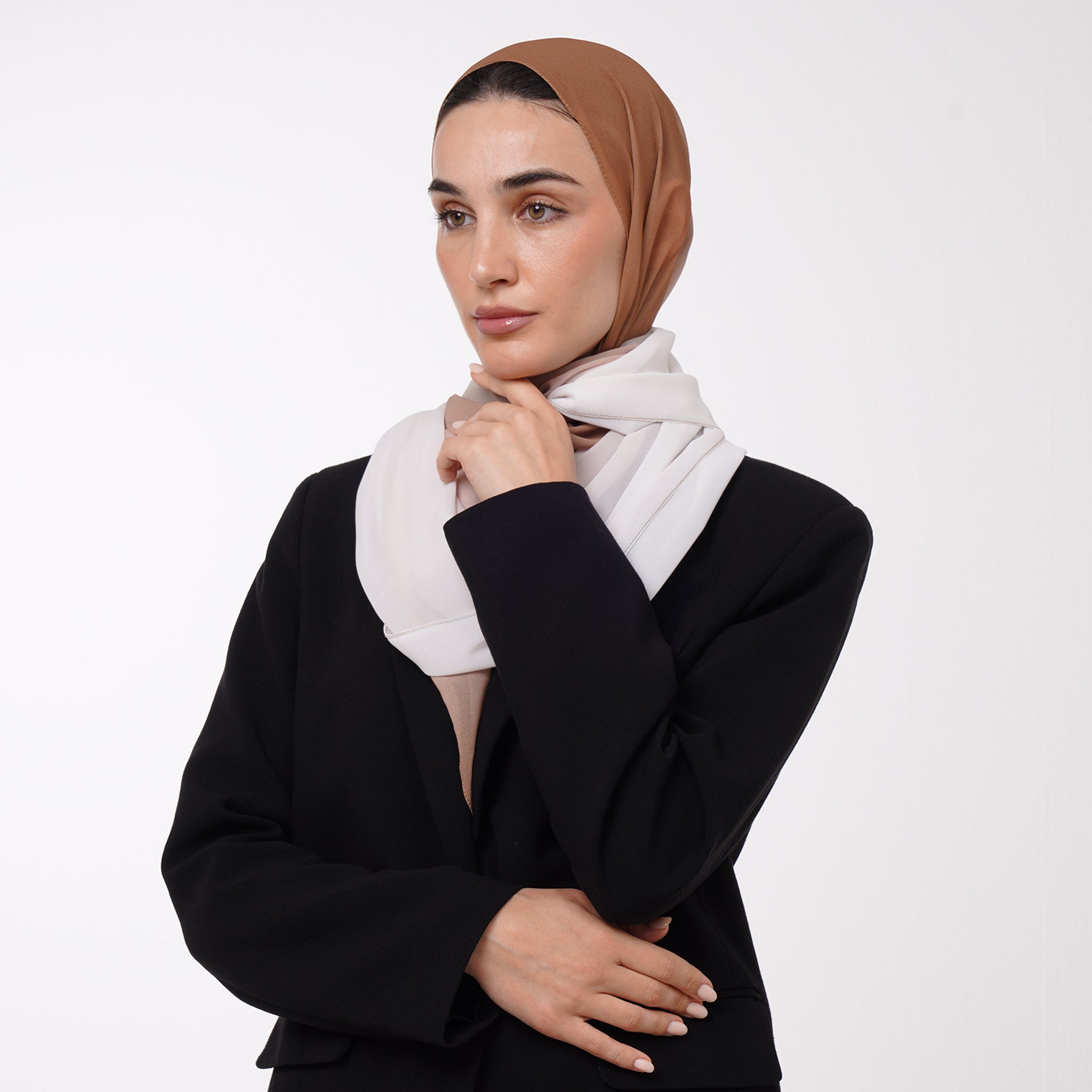 Ombre Crepe Hijab -Caramel Cream