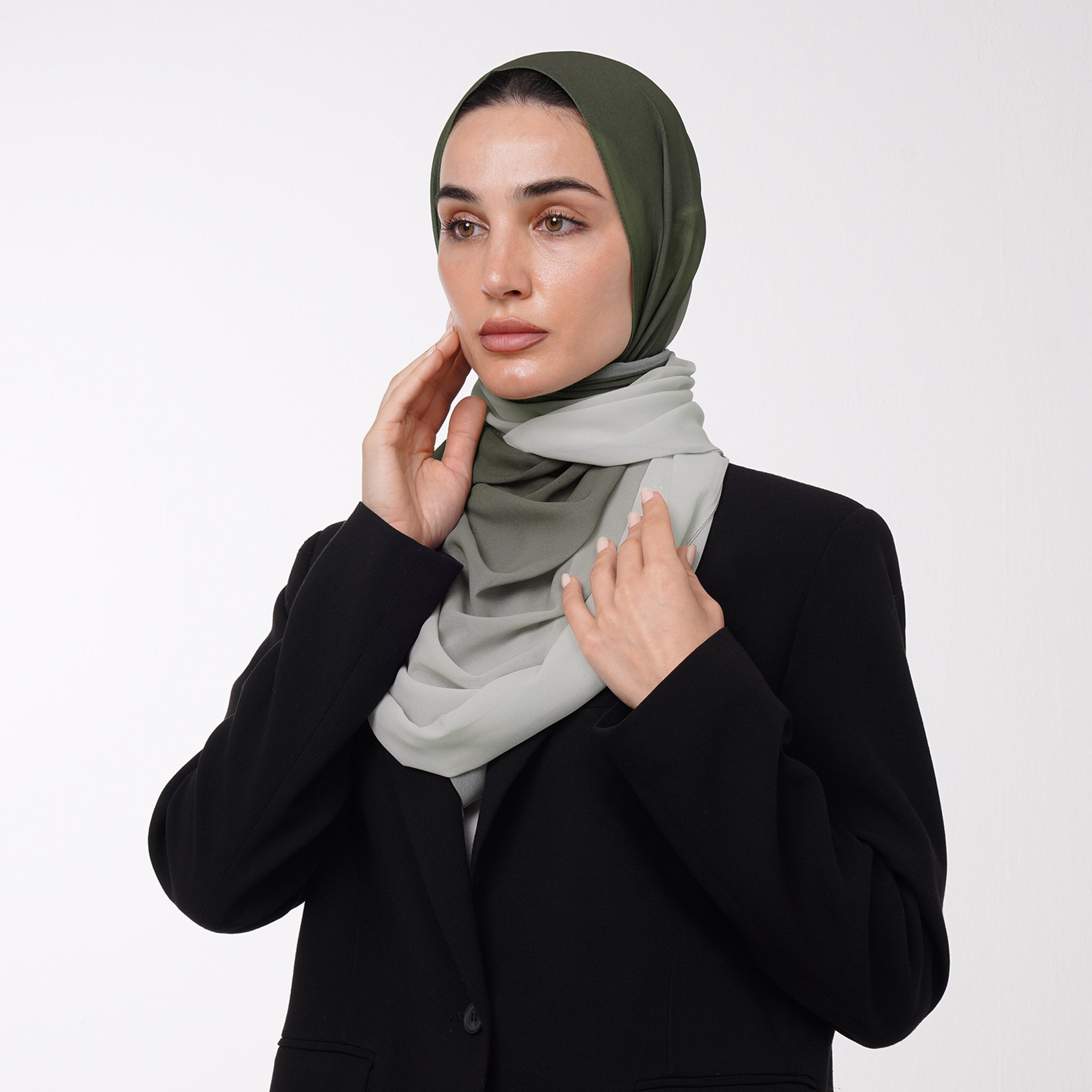 Ombre Crepe Hijab -Olive Mist