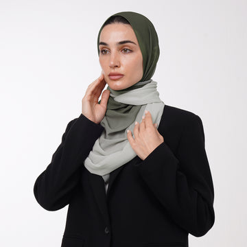 Ombre Crepe Hijab -Olive Mist