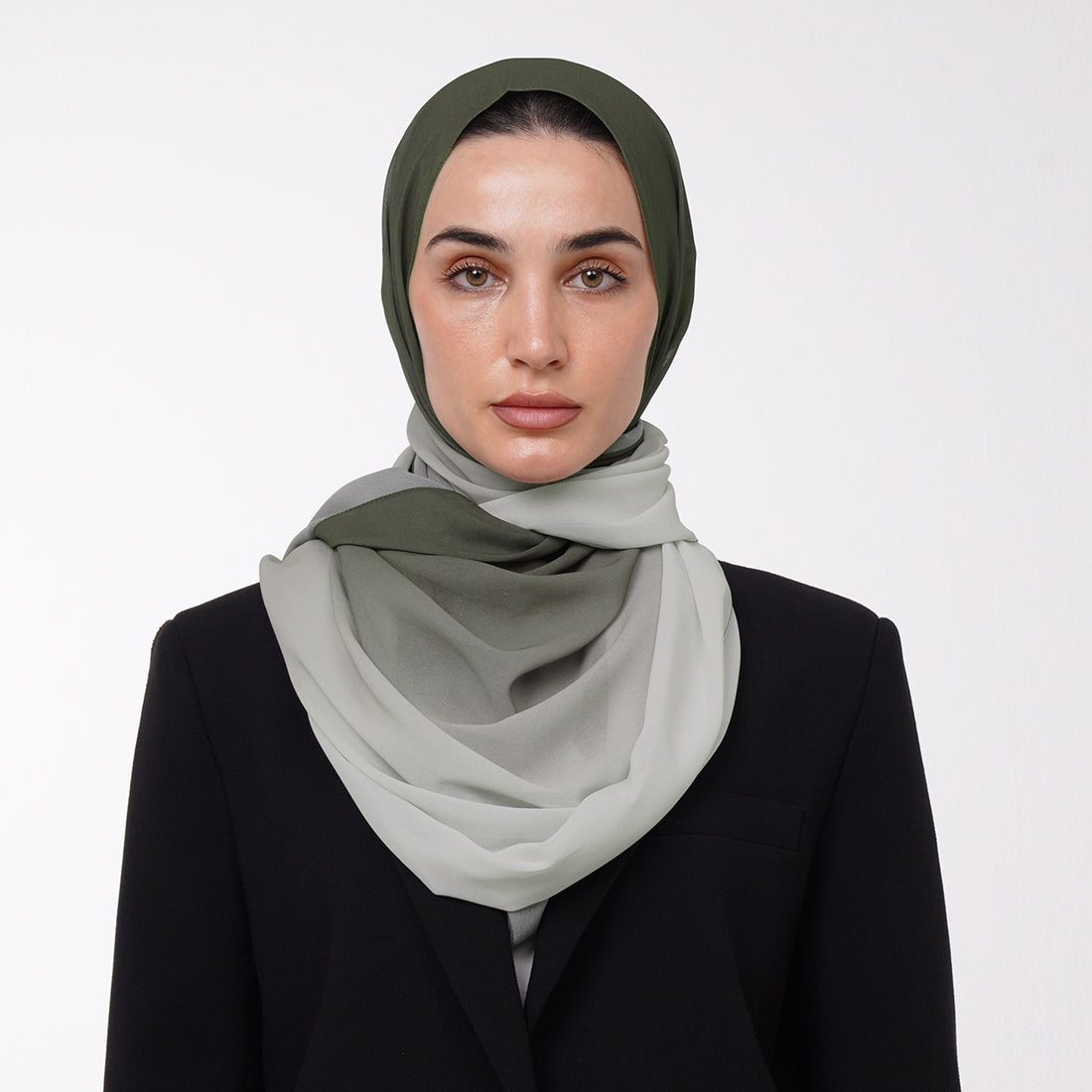 Ombre Crepe Hijab -Olive Mist