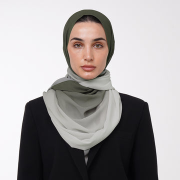 Ombre Crepe Hijab -Olive Mist