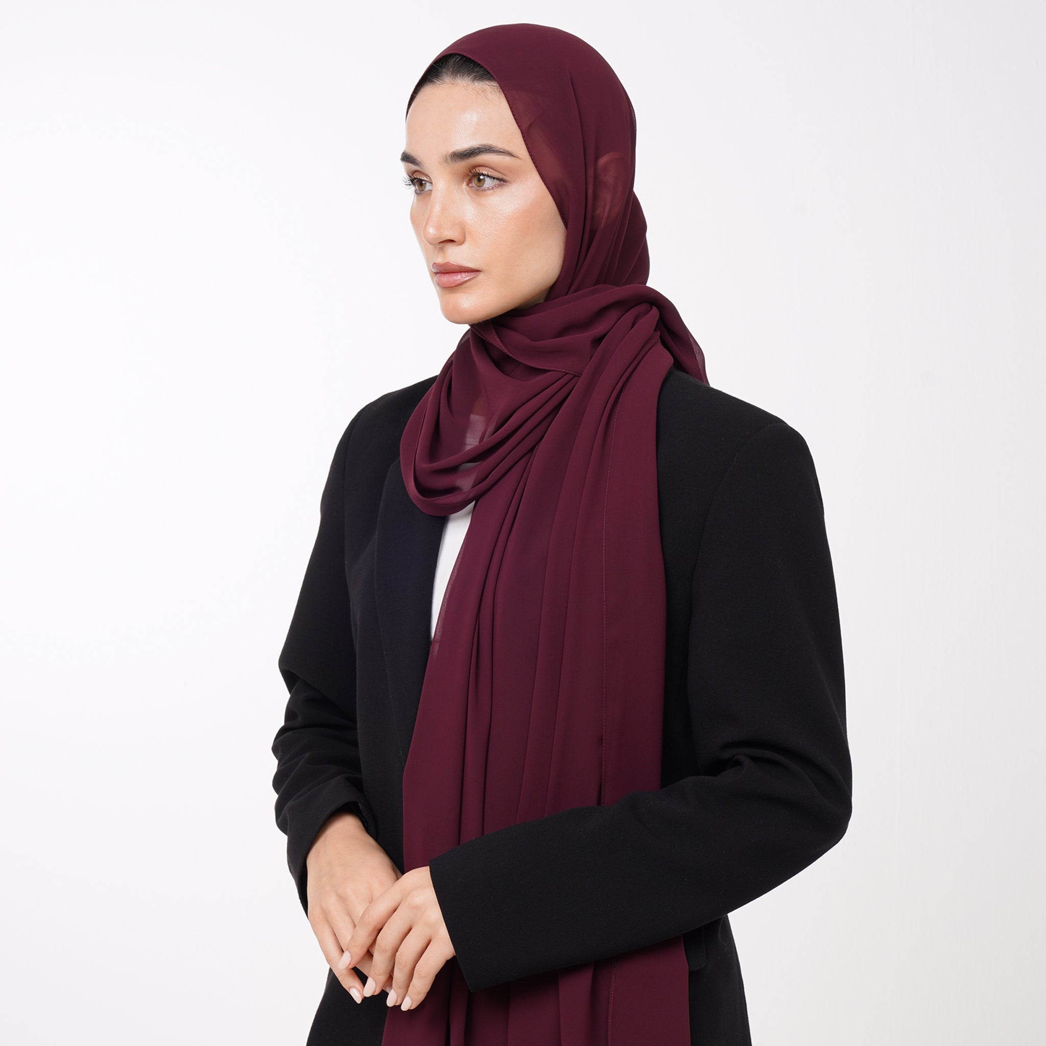 Essential Everyday Chiffon Hijab - Deep Burgundy