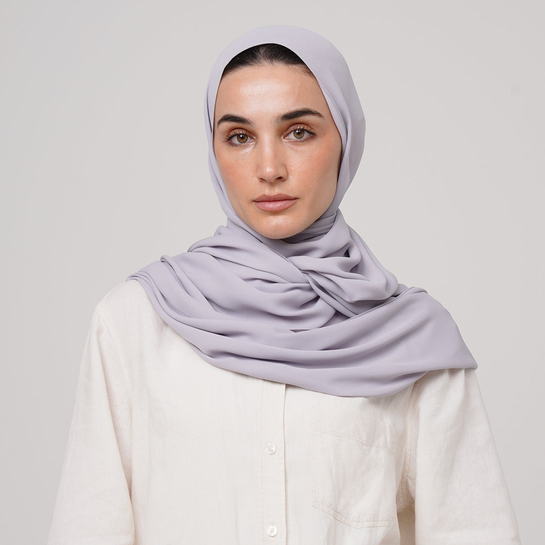 Premium Chiffon Hijab - Soft Lilac Grey