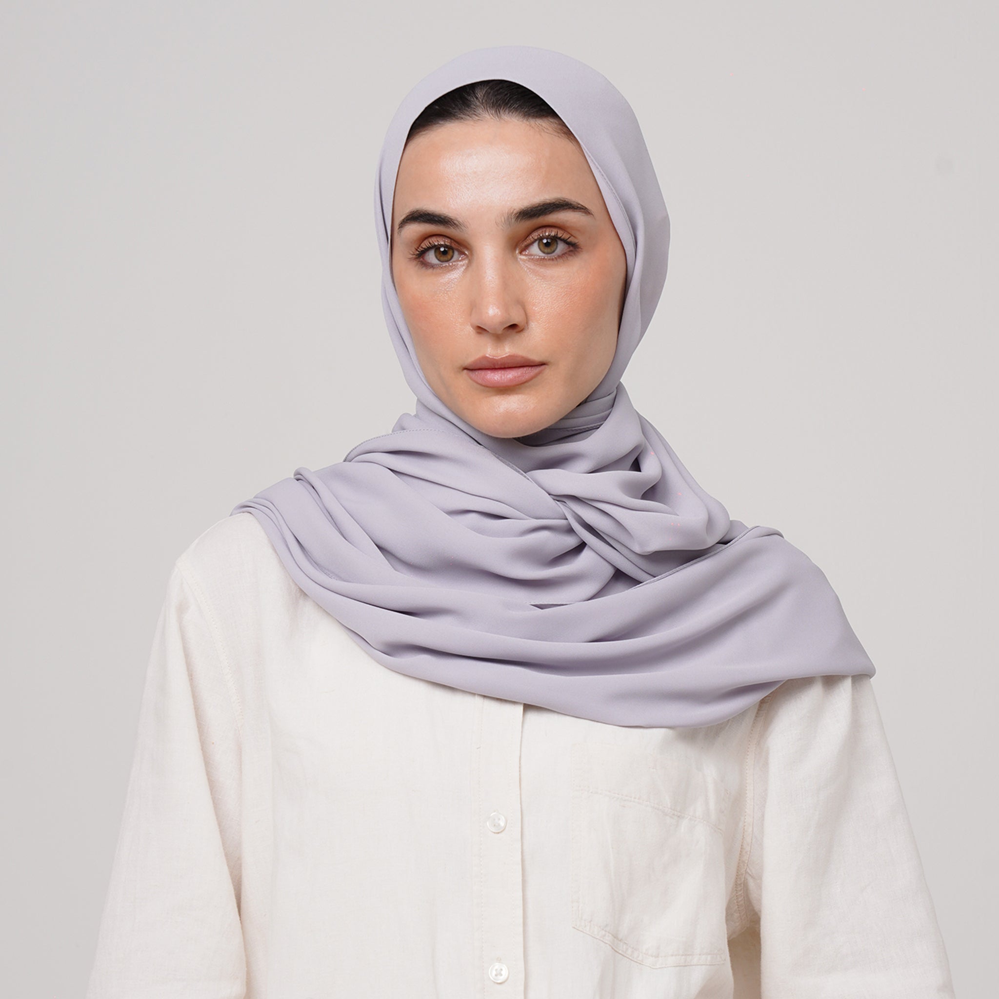 Premium Chiffon Hijab - Soft Lilac Grey
