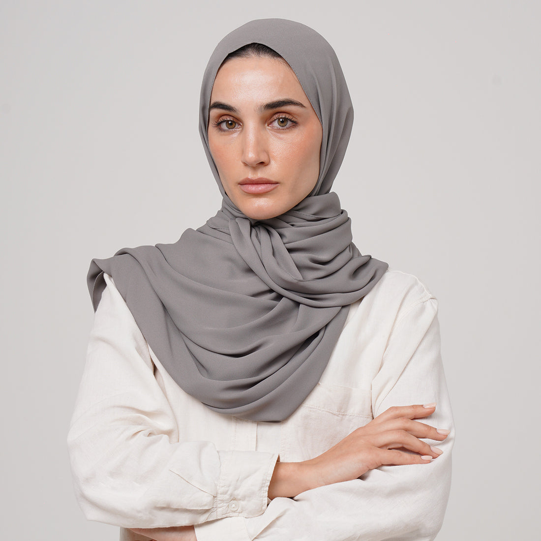 Premium Chiffon Hijab - Stone Grey