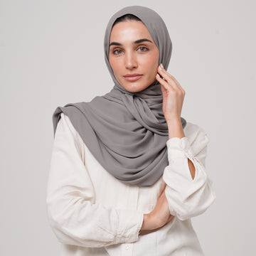 Premium Chiffon Hijab - Stone Grey