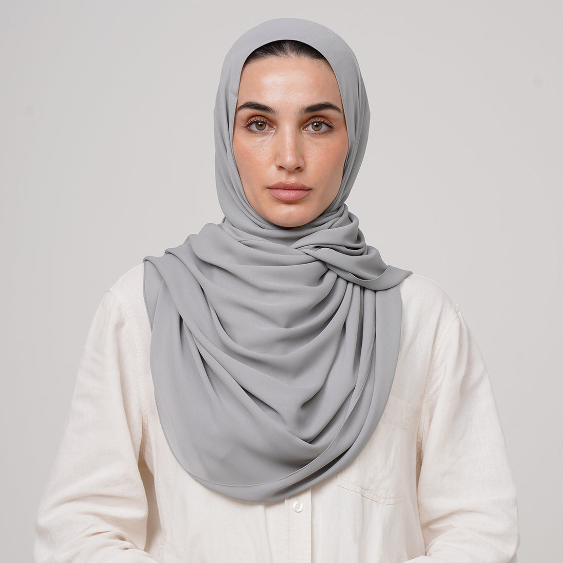 Premium Chiffon Hijab - Silver Mist