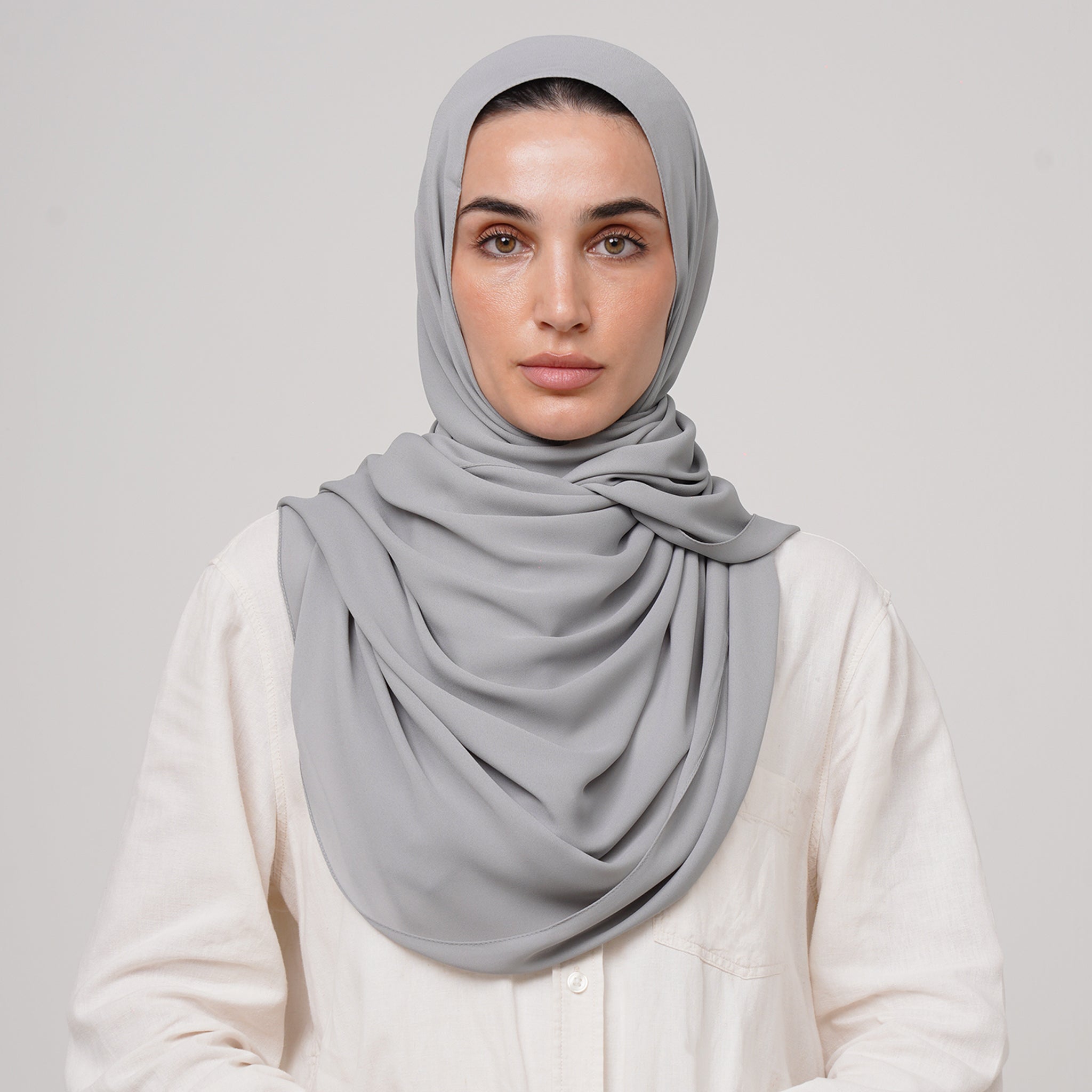 Premium Chiffon Hijab - Silver Mist