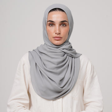 Premium Chiffon Hijab - Silver Mist