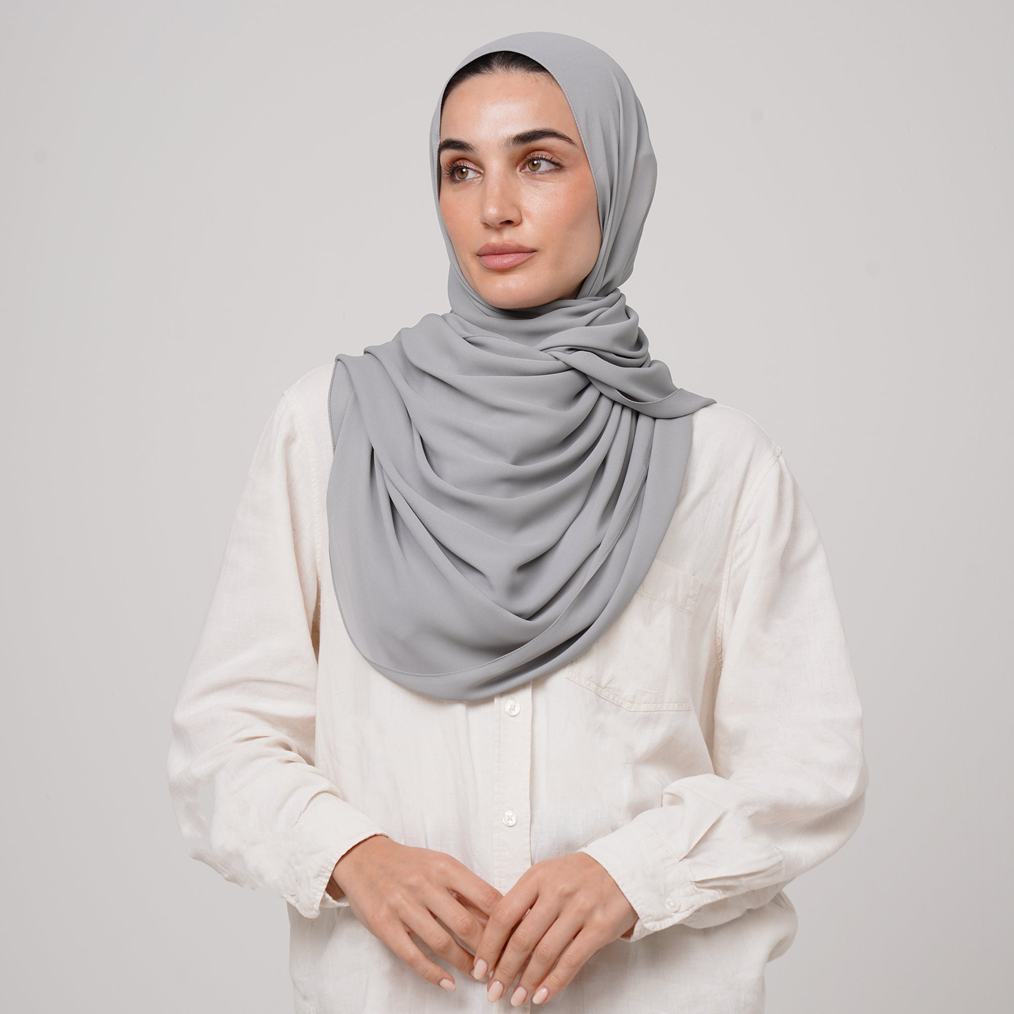 Premium Chiffon Hijab - Silver Mist