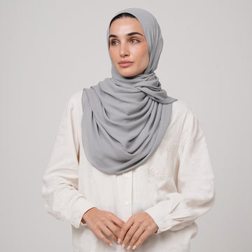 Premium Chiffon Hijab - Silver Mist