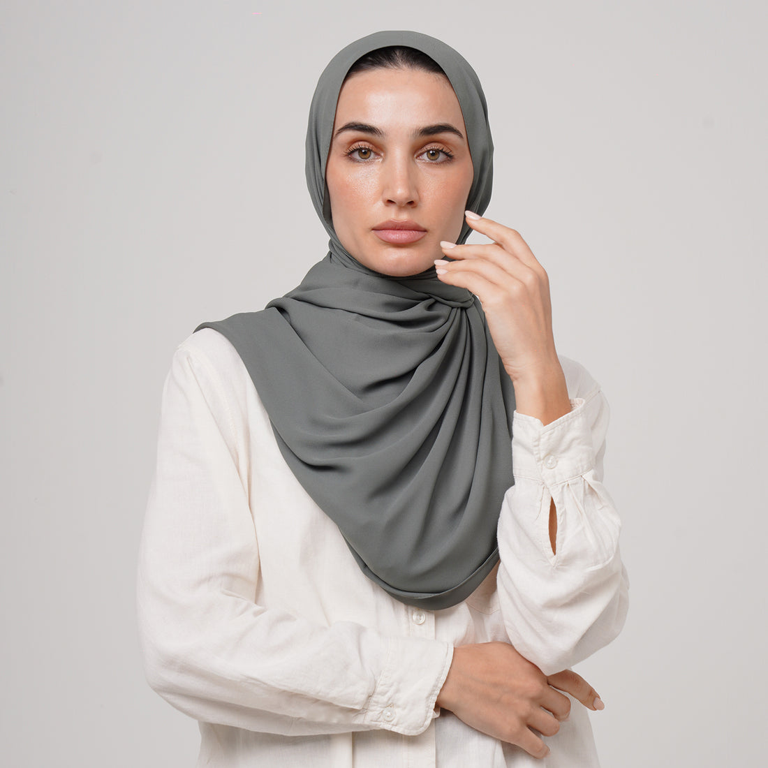 Premium Chiffon Hijab - Slate Grey