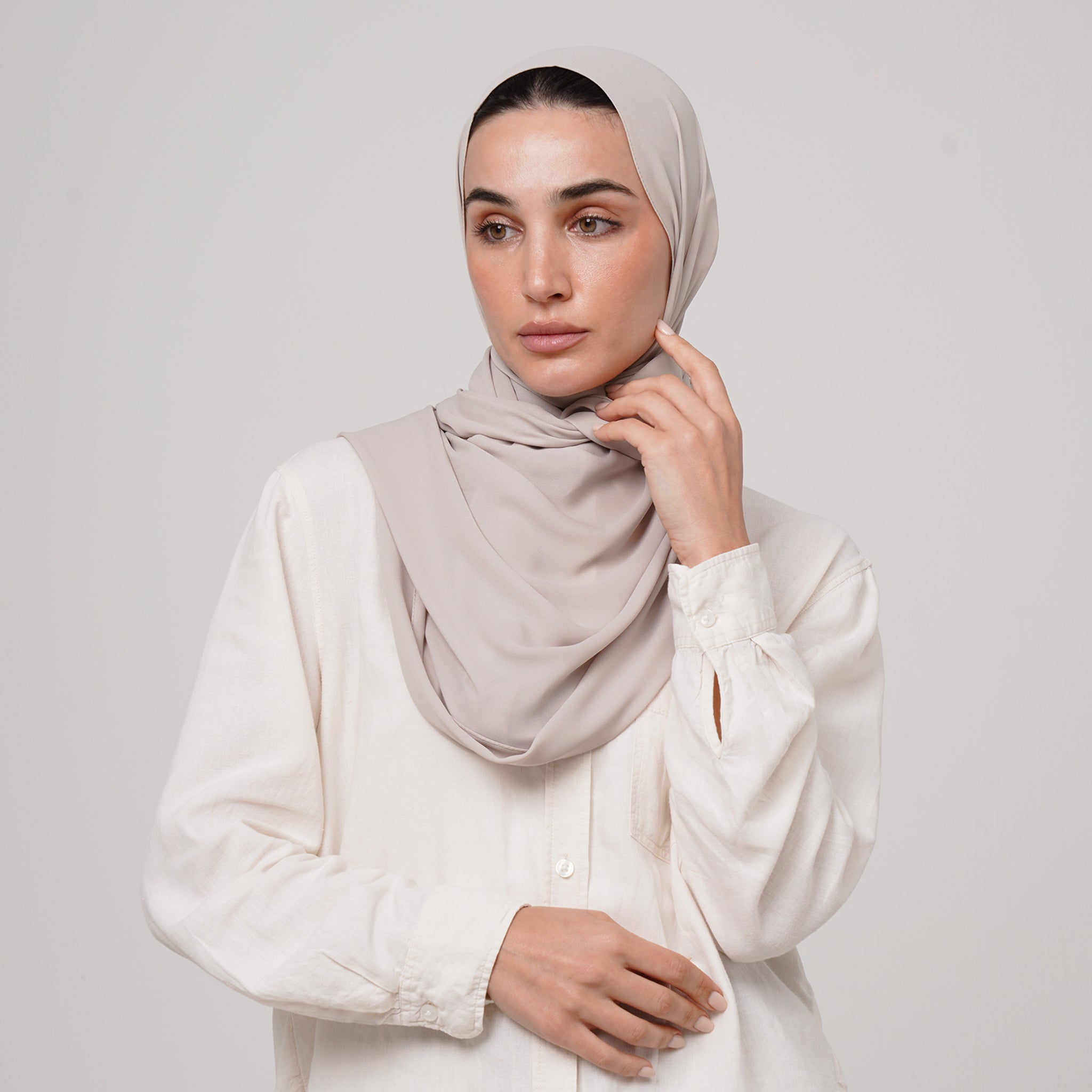 Premium Chiffon Hijab -Pearl Beige