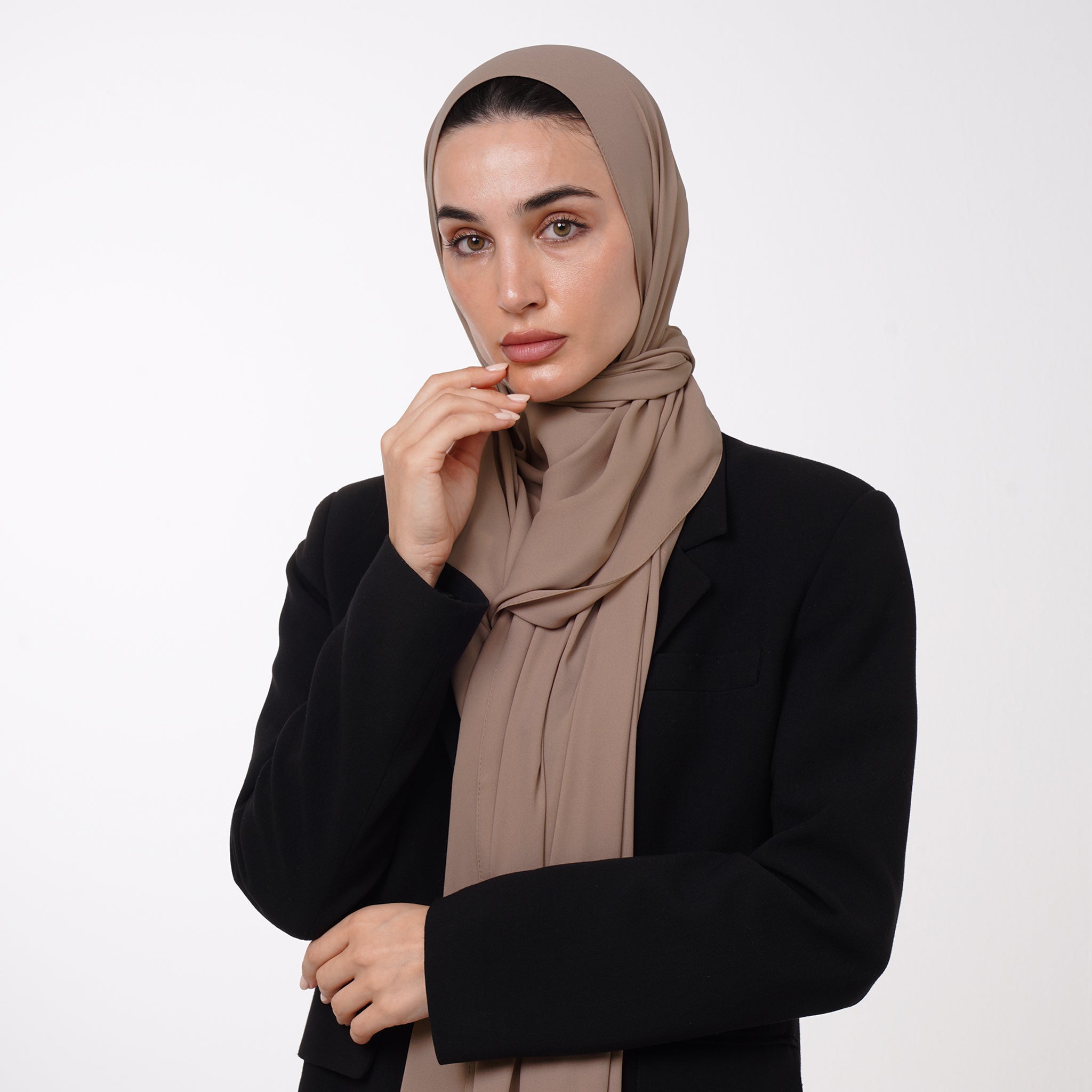 Premium Chiffon Hijab - Warm Taupe