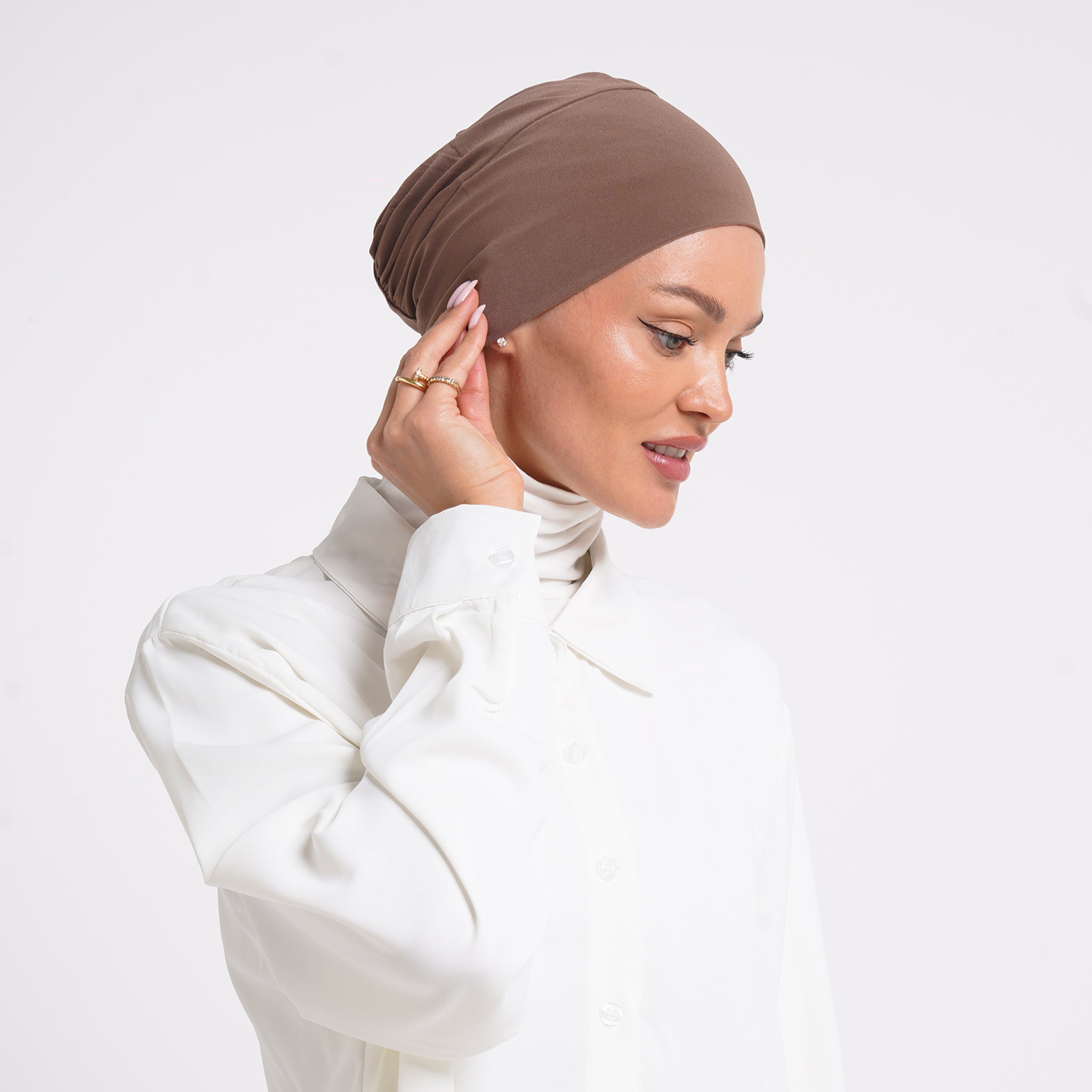 Lycra Full Bonnet - Mocha Taupe