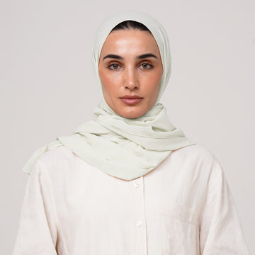 Double Stretch Chiffon Hijab - Sage Ivory