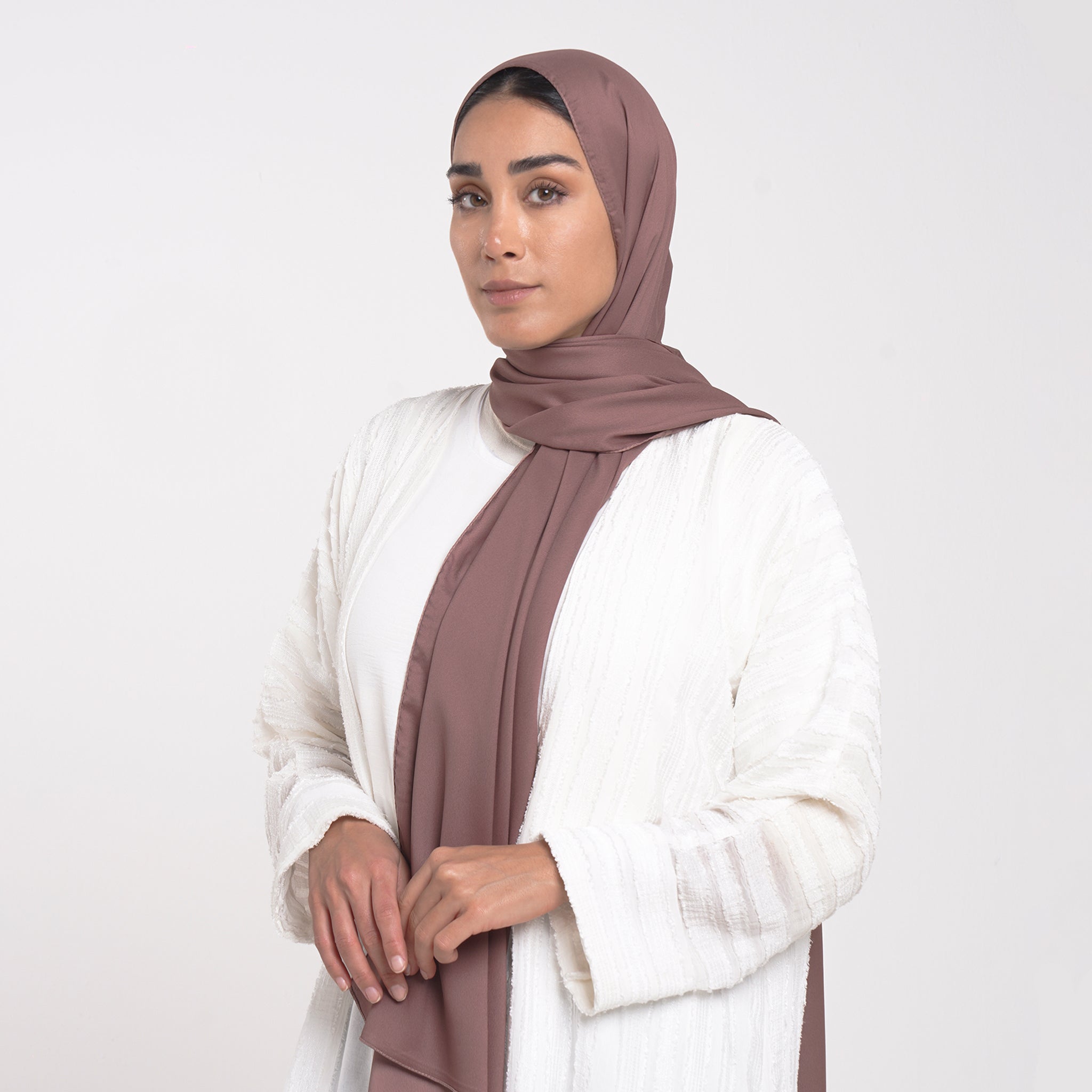 Smooth Satin Hijab - Mauve Taupe