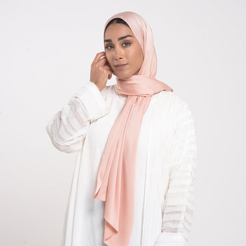 Smooth Satin Hijab - Peach Blush