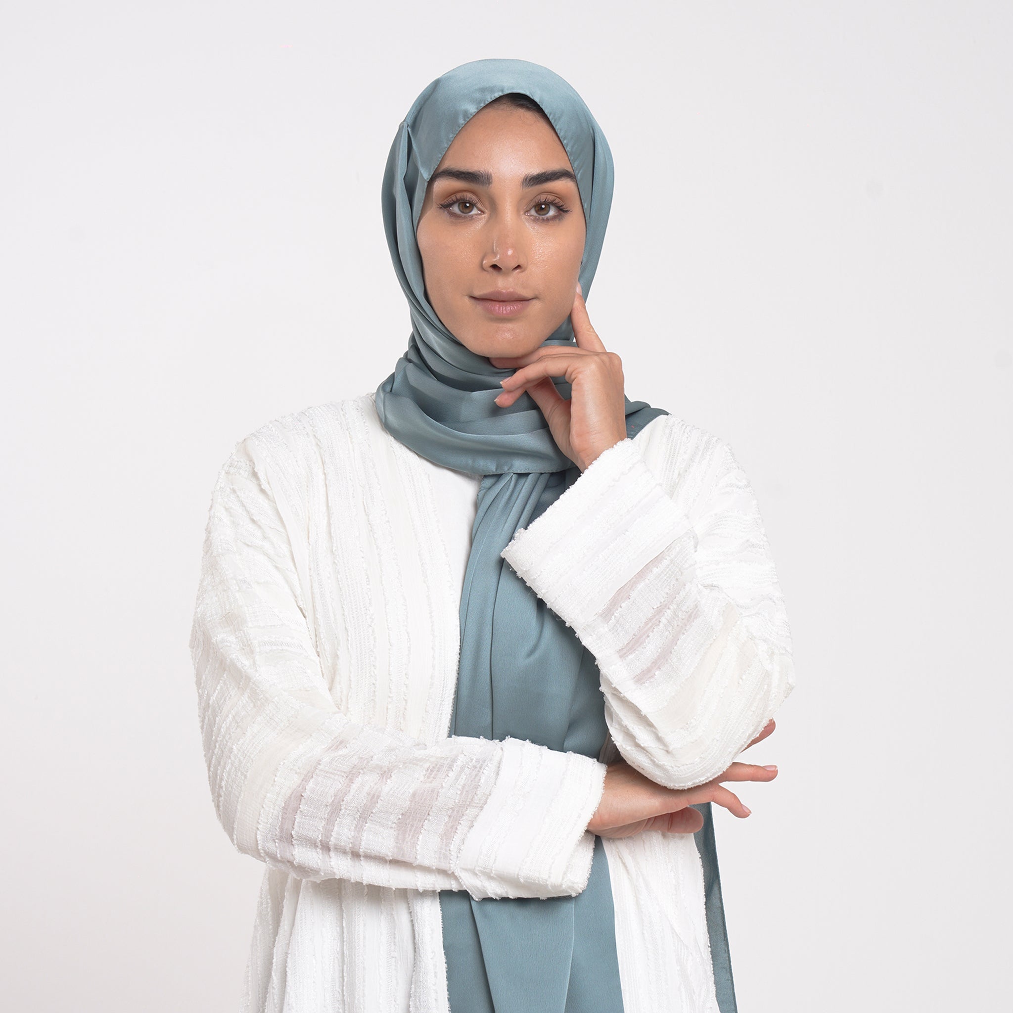 Smooth Satin Hijab - Sage Blue