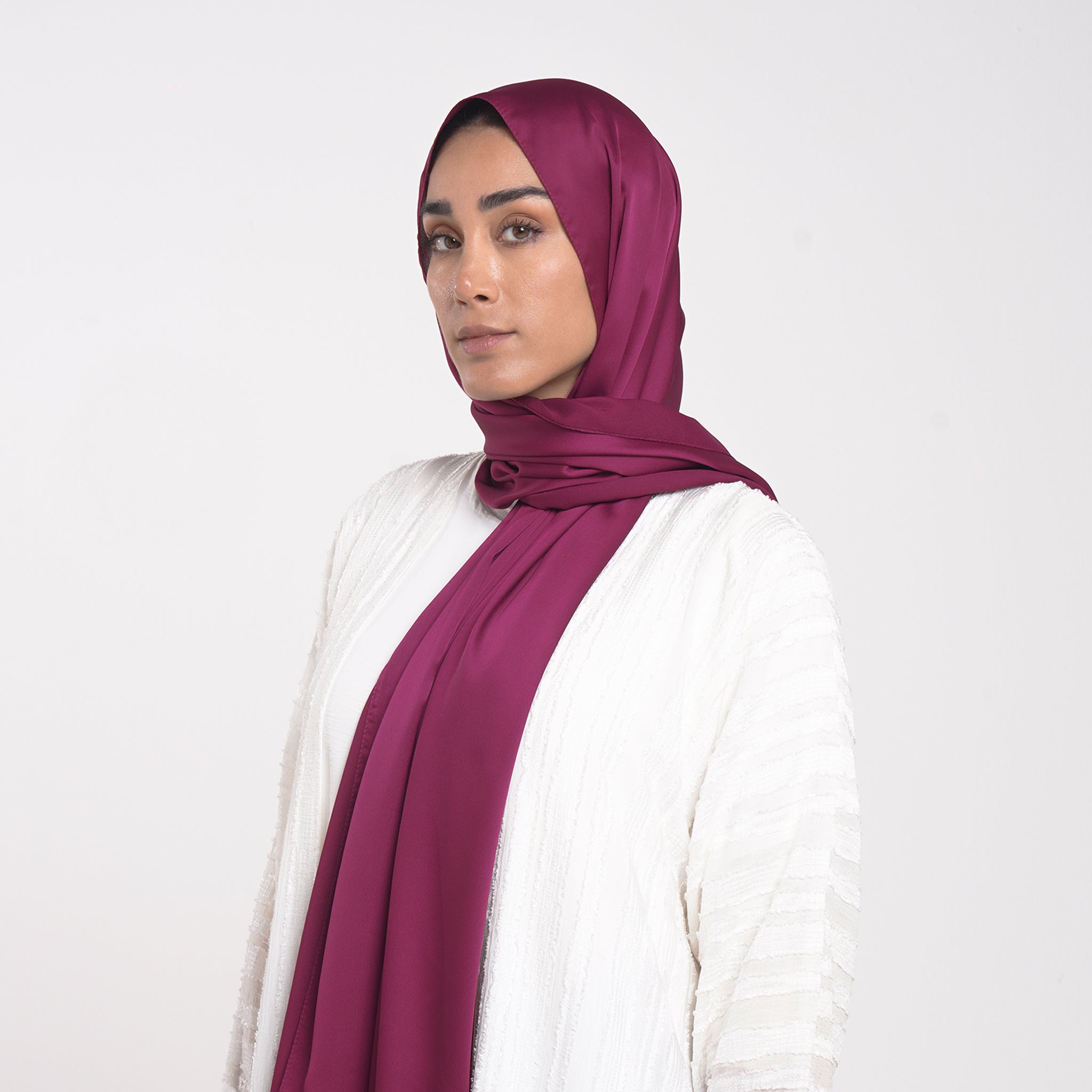Smooth Satin Hijab -Berry Fuchsia
