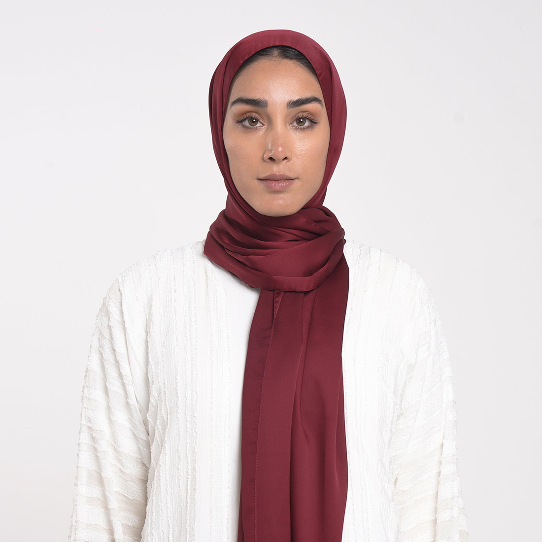 Smooth Satin Hijab - Burgundy Wine