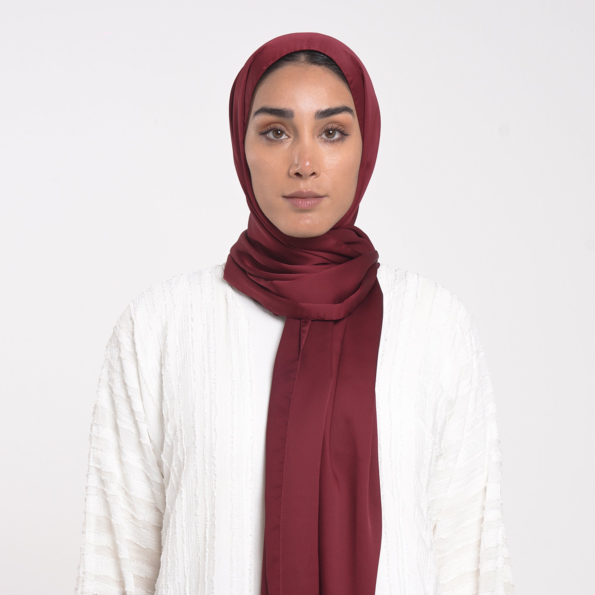 Smooth Satin Hijab - Burgundy Wine