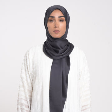Smooth Satin Hijab - Charcoal Grey