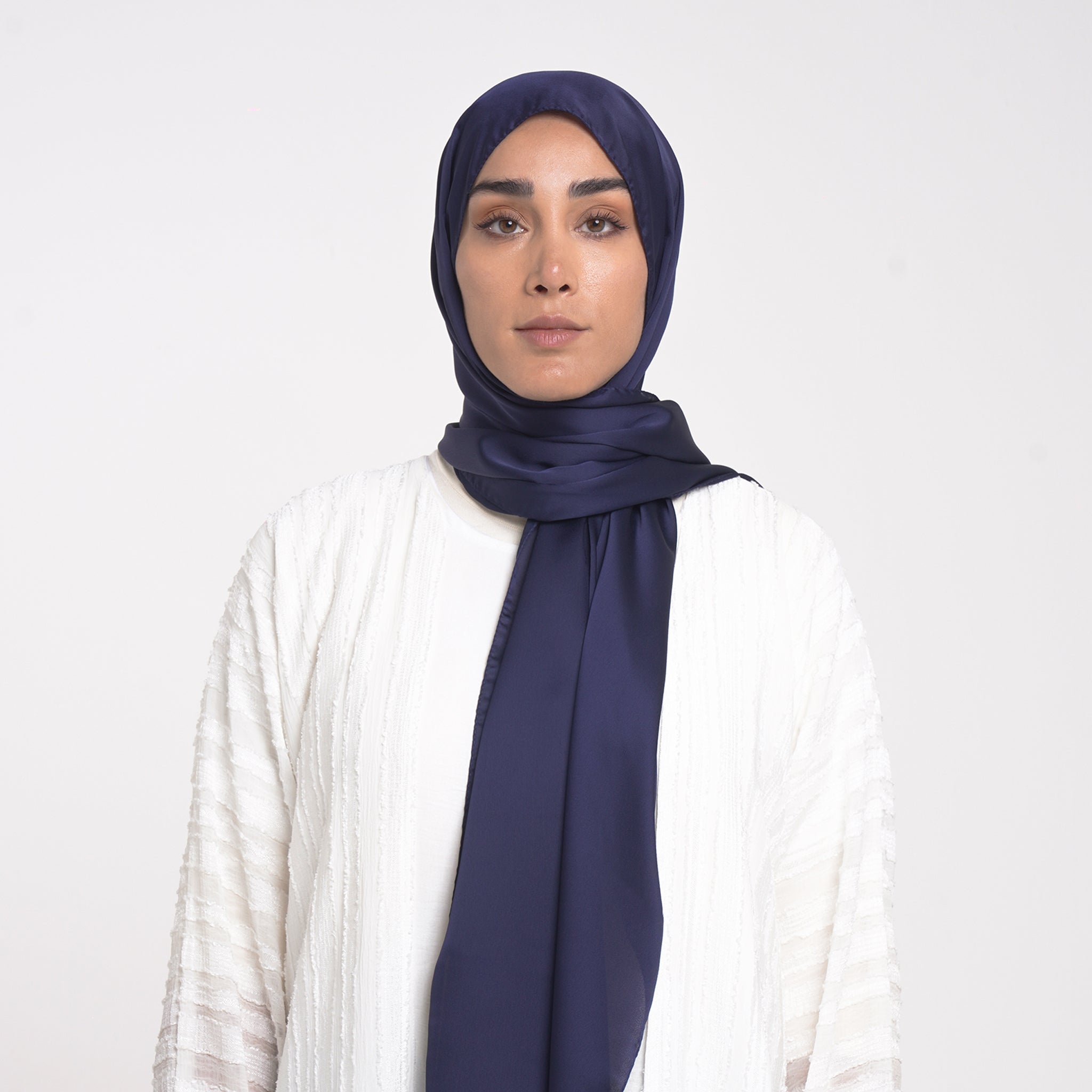 Smooth Satin Hijab - Midnight Navy