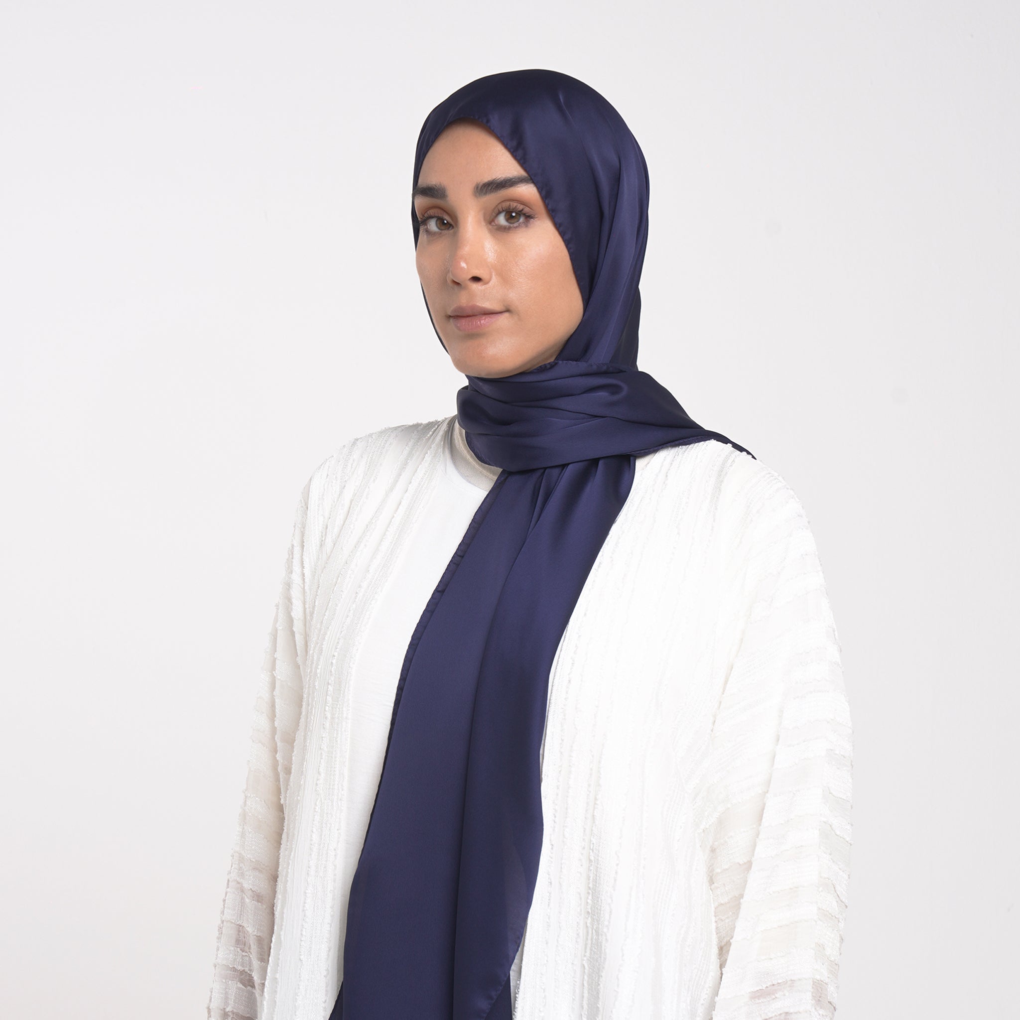 Smooth Satin Hijab - Midnight Navy