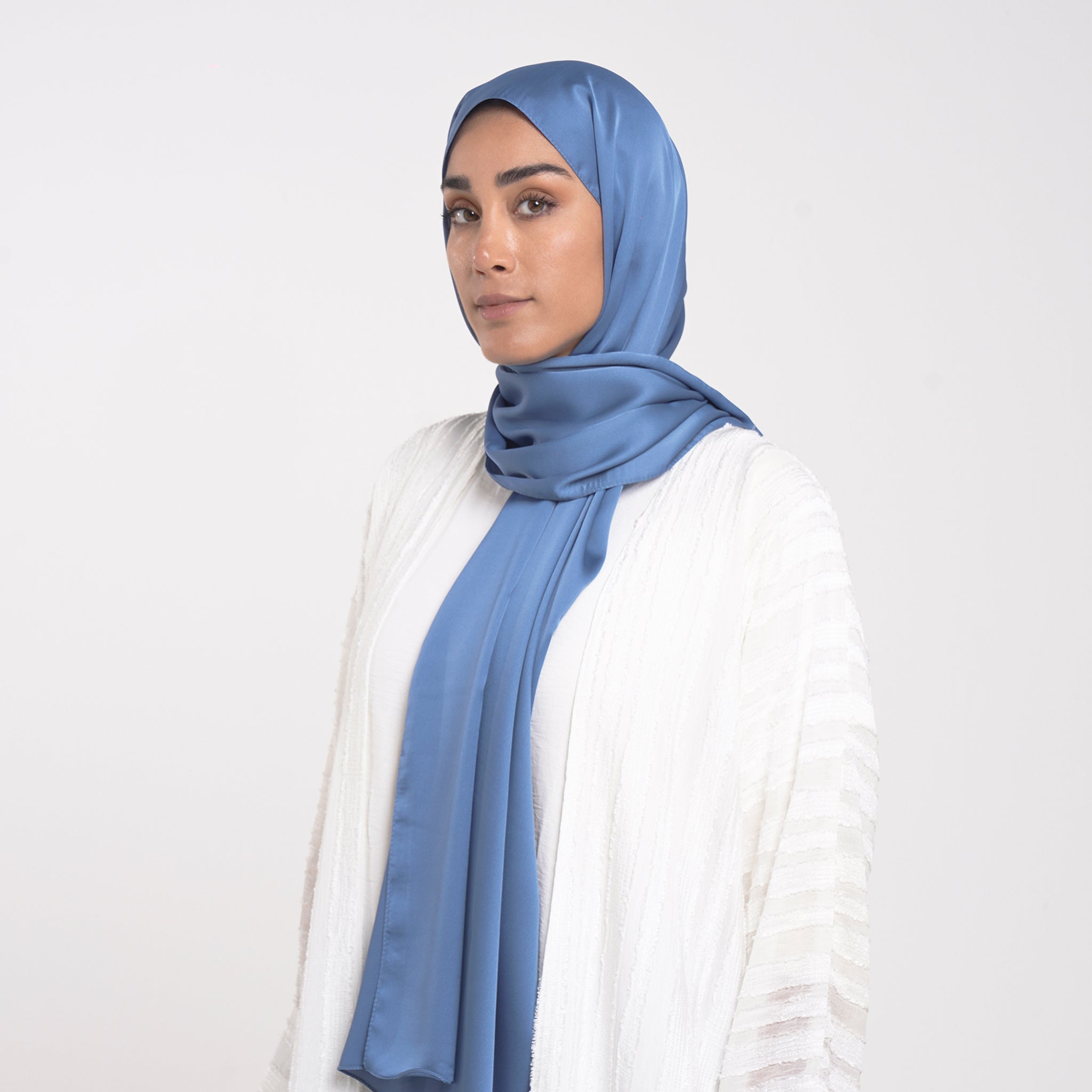 Smooth Satin Hijab - Dusty Blue