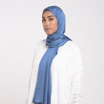 Smooth Satin Hijab - Dusty Blue