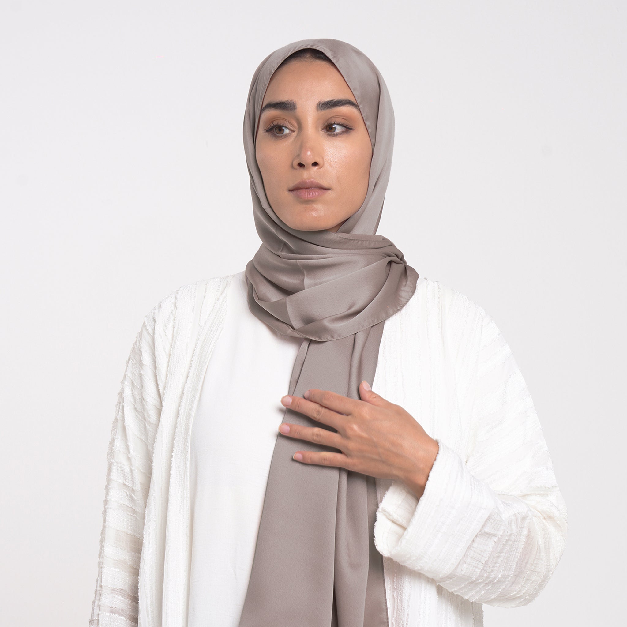 Smooth Satin Hijab - Mushroom Taupe