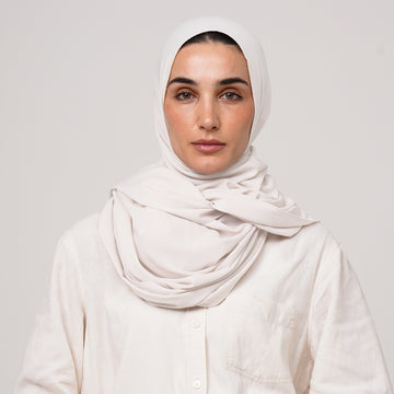 Soft Cotton lycra Hijab - Pearl White