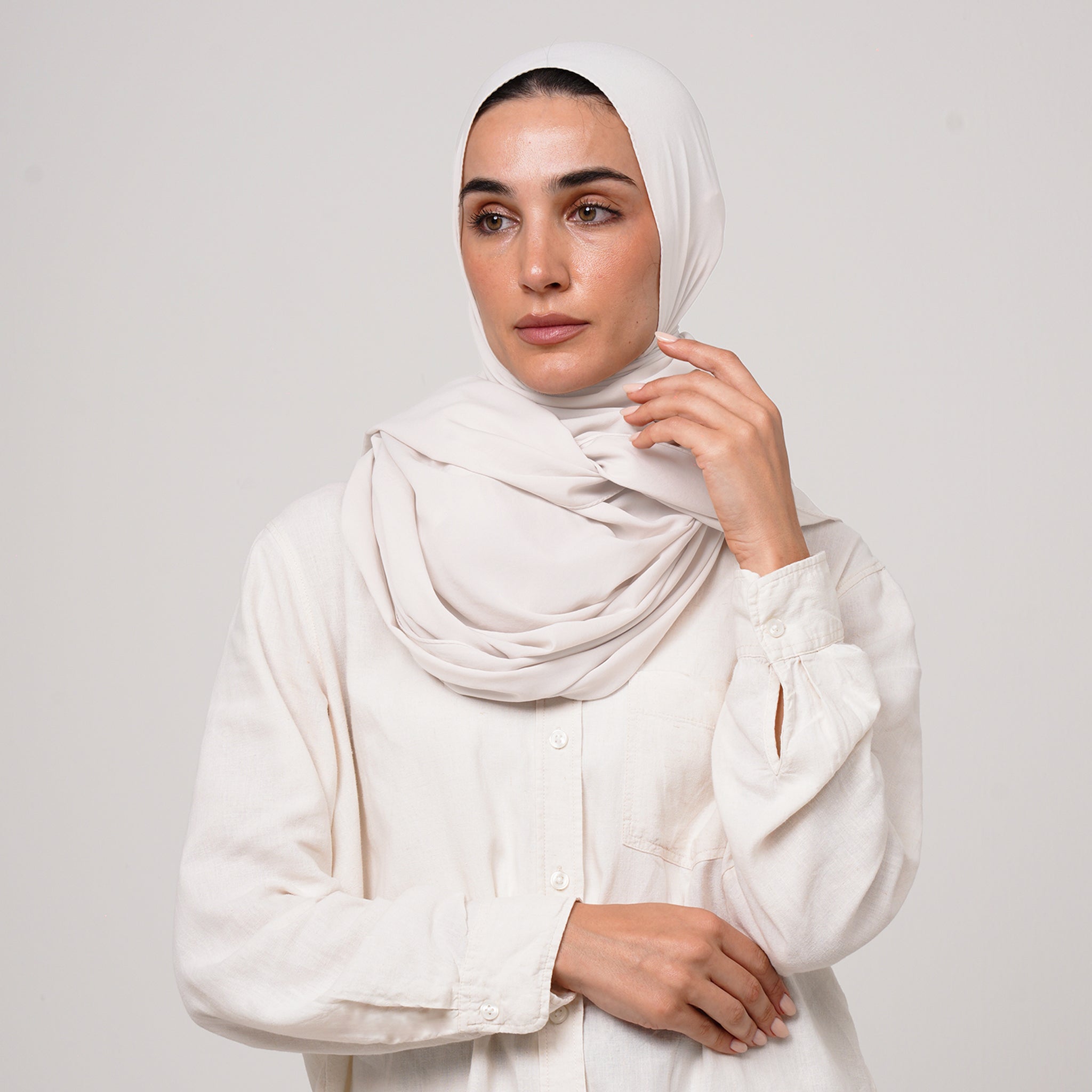 Soft Cotton lycra Hijab - Pearl White