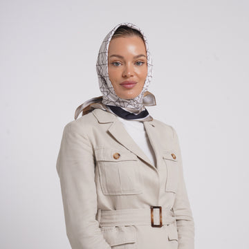 Satin Printed Esarp -Soft Sand Beige
